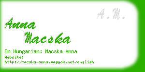 anna macska business card